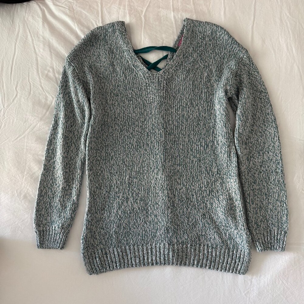 Francesca's Knitted Corset-Back Sweater
